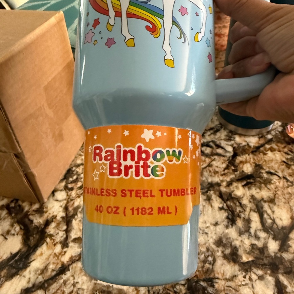 Rainbow Brite Blue Tumbler with Unicorn Design - Picture 2 of 2